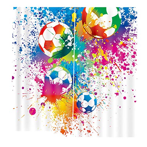Preisvergleich Produktbild Candybarbar Bunter Fußball 2 Pieces / Set Fenster-Vorhänge für Hauptküchen-Wohnzimmer-Schlafzimmer-... für Fenster-Dekoration