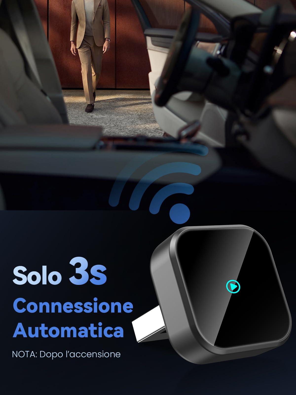 H3 Adattatore CarPlay Wireless per iPhone - Convertitore da Cablato a Wireless, Plug and Play USB/Type-C, Compatibile con Auto dal 2016 e iOS 10+