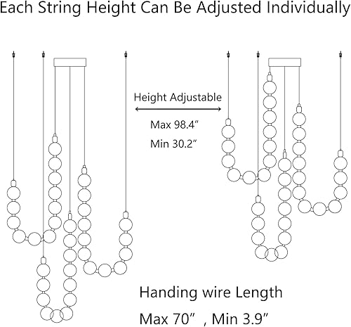 Miniatura 5 de Candelabros modernos LED regulables, bolas de acrílico, iluminación colgante de techo para sala de estar, comedor, dormitorio, luces colgantes