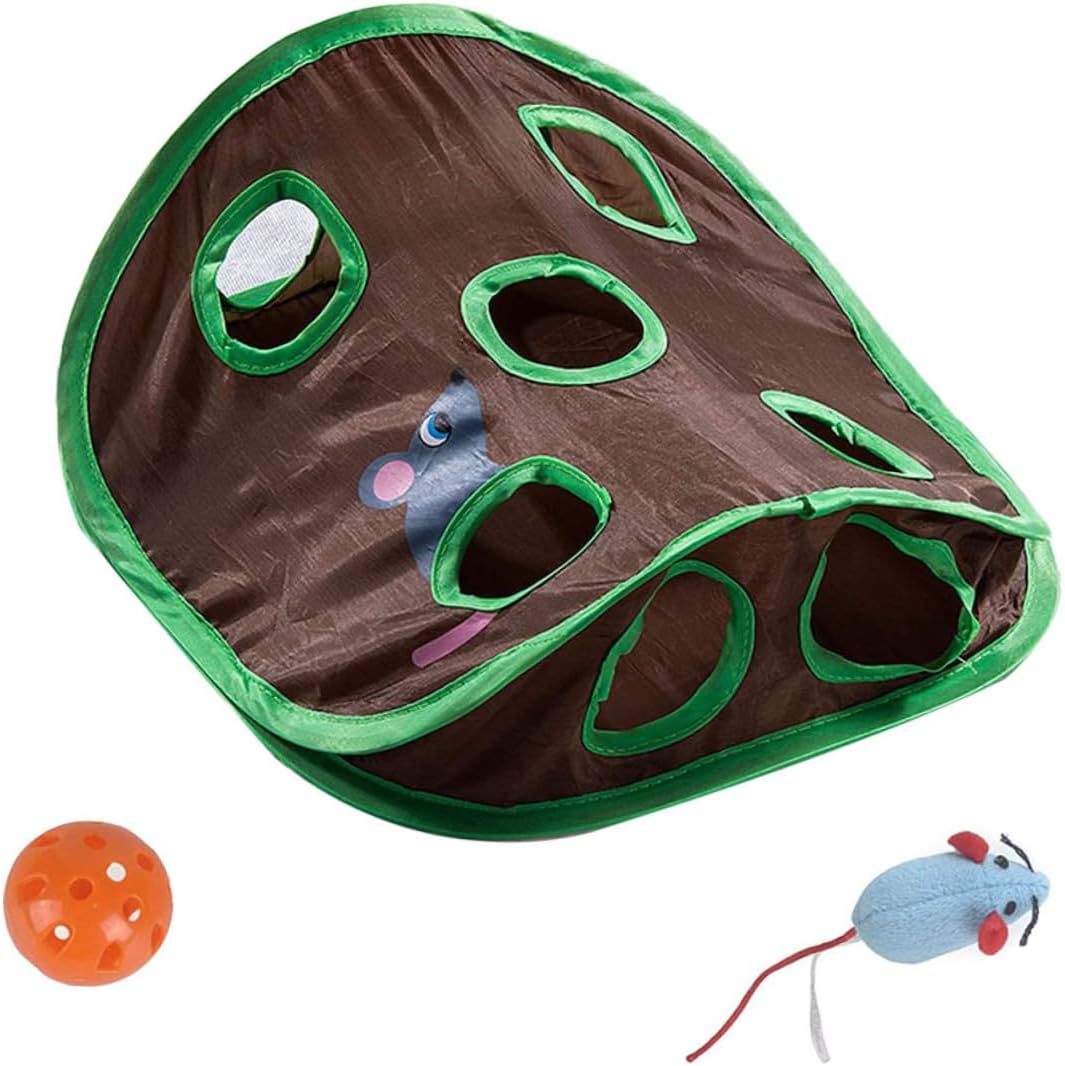 YARNOW 1Set Cat Tunnel with Interactive Sound Pet Play Tunnel for Cats Durable and Space Saving Design Includes Mouse and Ball for Endless Fun