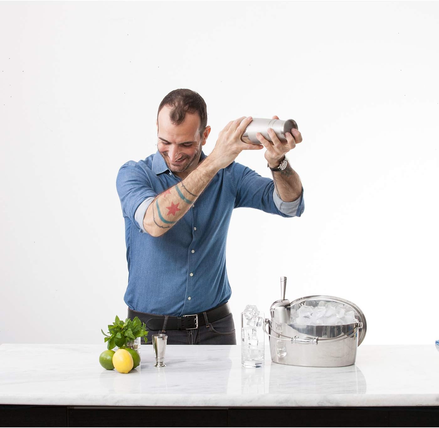 Crafthouse by Fortessa Professional Metal Barware/Bar Tools by Charles Joly, 11" Two-Piece Footed Polished Stainless Steel Boston Cocktail Shaker - Image 2