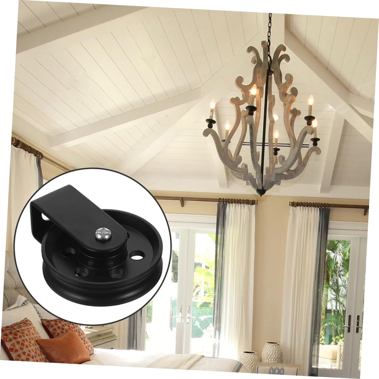 Poulie Blanche Pour Luminaire Suspendu, Crochet Pour éclairage Suspendu, Lustre, Plafond, Câble, Poulie De Montage Mural, Crochet De Lampe Pour Lampe Suspendue, Applique Murale, Ventilateur De Plafond