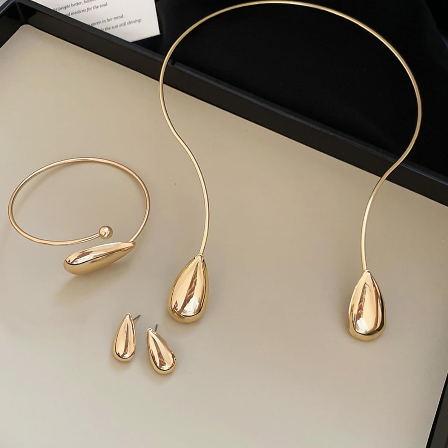Statement Earrings Statement Necklace Chunky Gold Necklaces Jewelry Sets for Women Water Drop Earrings Christmas Jewelry Gifts - Image 4