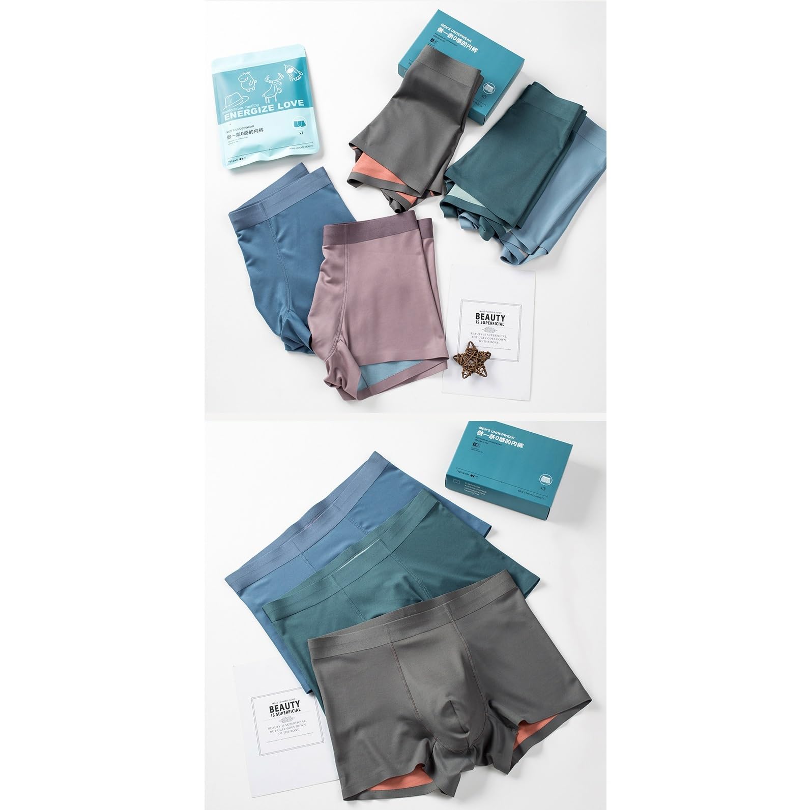 Pack De 3 Calzoncillos Bóxer Modales para Hombre Bragas Ultra Suaves Y Respetuosas con La Piel Ropa Interior Cómoda Y Flexible (Color : 3-Piece-A, Size : XL)