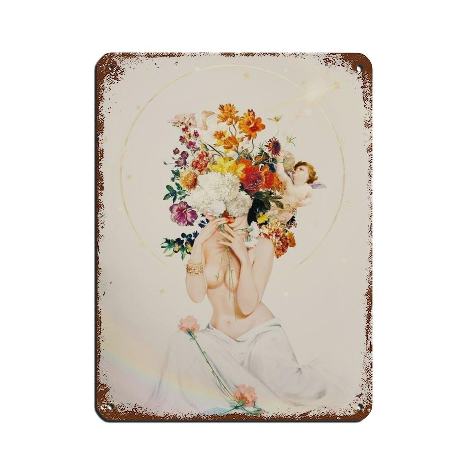 Blooming Mind Vintage Flower Art Tin Sign Vintage Metal Pub Club Cafe Bar Home Wall Art Decoration Poster Retro 12x16inch(30x40cm)