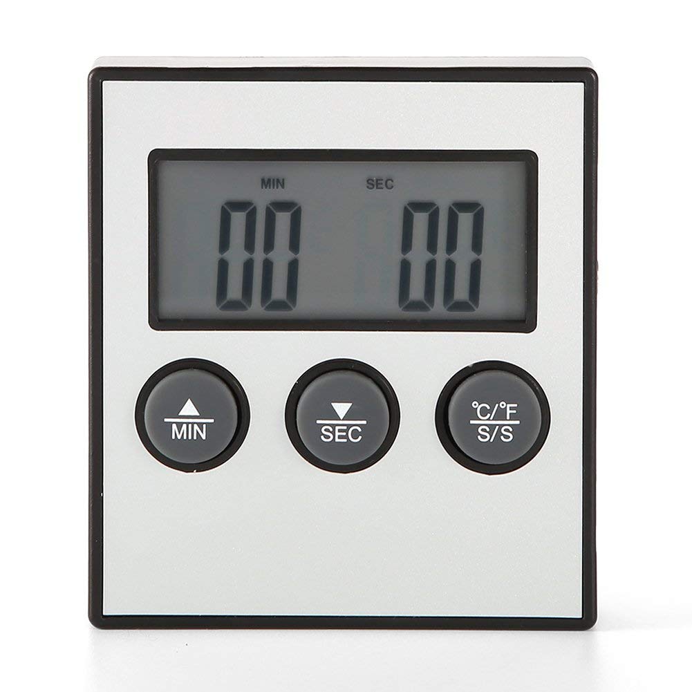 Cooking Food Meat Temperature Digital Thermometer for Smoker Oven Kitchen BBQ Grill Thermometer Clock Timer with Large