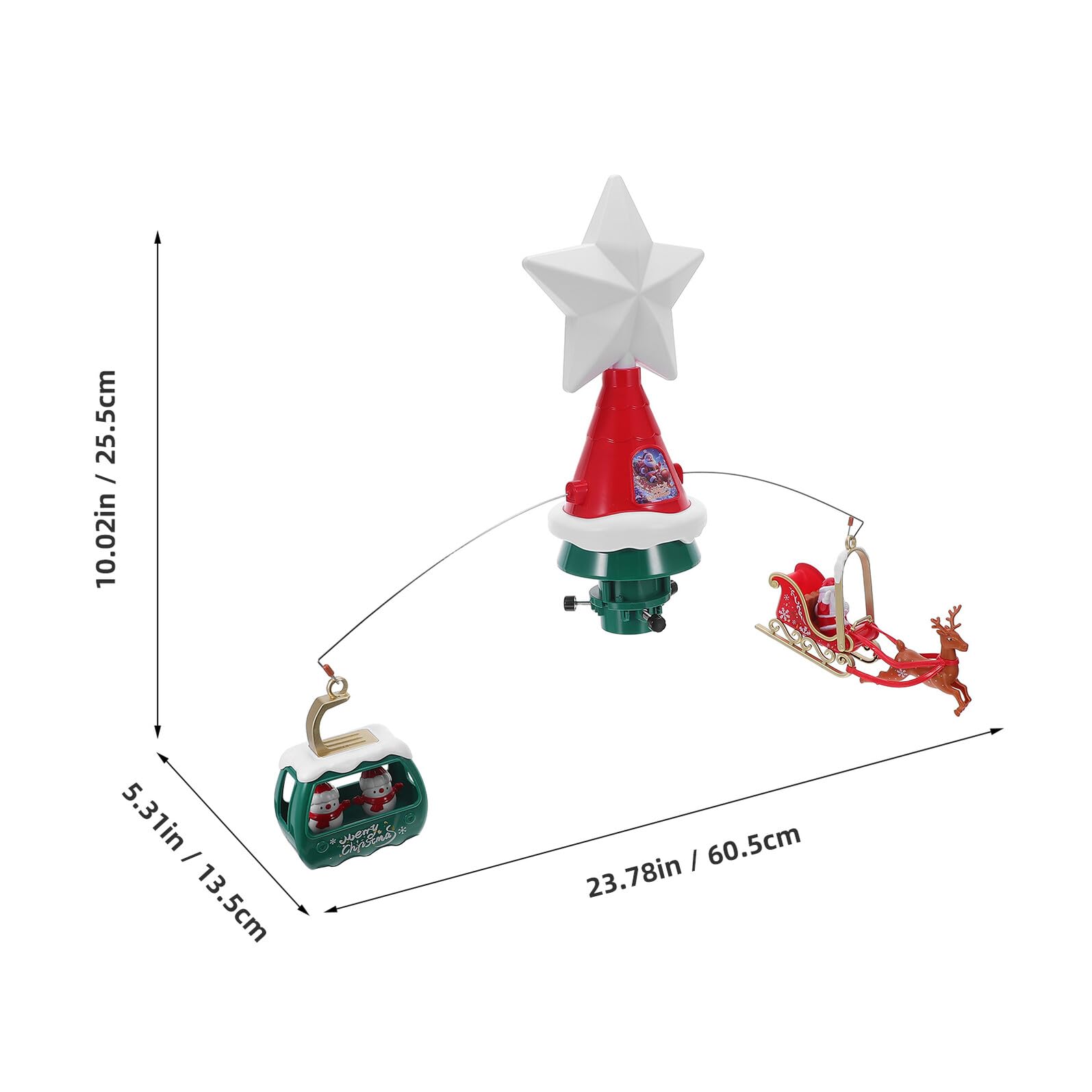 Veemoon Stern Weihnachtsbaumspitze Drehend mit Led-lichtern und Musik Motiv Schlitten Weihnachtsmann Schneemann Dekoration Baumspitze Festlich für Weihnachten