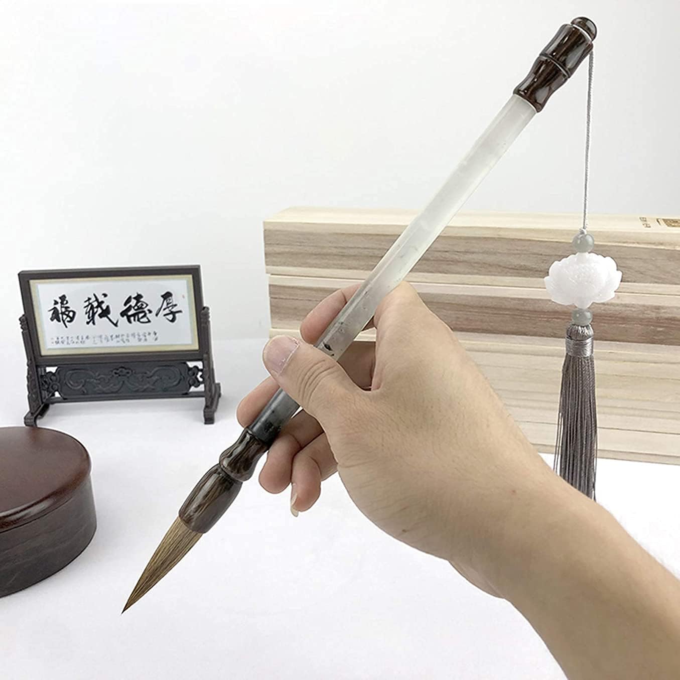 chinese calligraphy brush chinese writing brush set sumi brushes Imitation Jade Chinese Calligraphy Brushes Gift Box Set, Professional Sumi Water Writing, Painting Set for Beginners Calligraphy