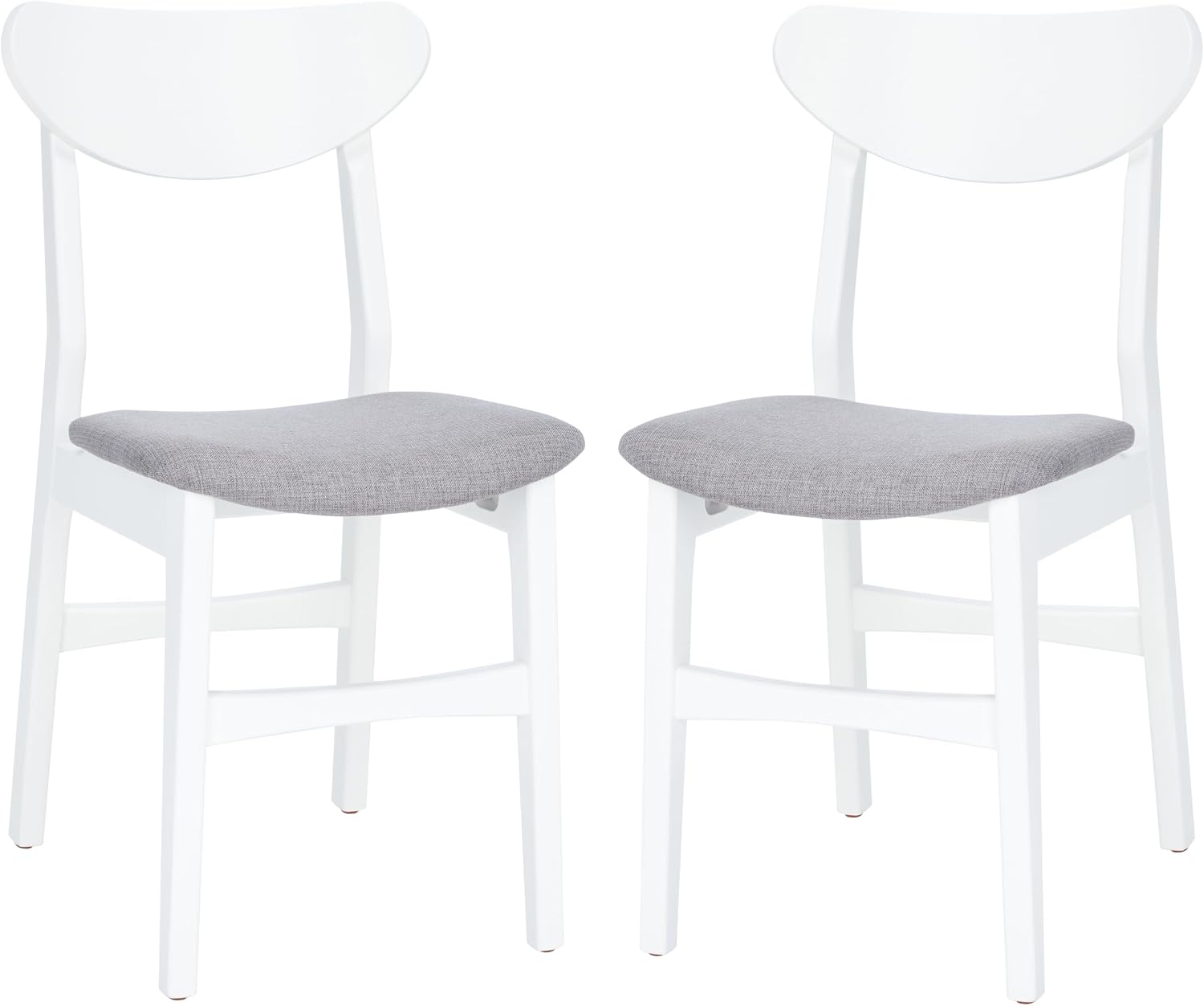 SAFAVIEH Furniture - Lucca Retro Dining Chair Set of 2 - White & Grey - Wood - Mid-Century Upholstered Design - Ideal for Dining Room, Kitchen, 17.7" Seat Height (DCH1001L-SET2)