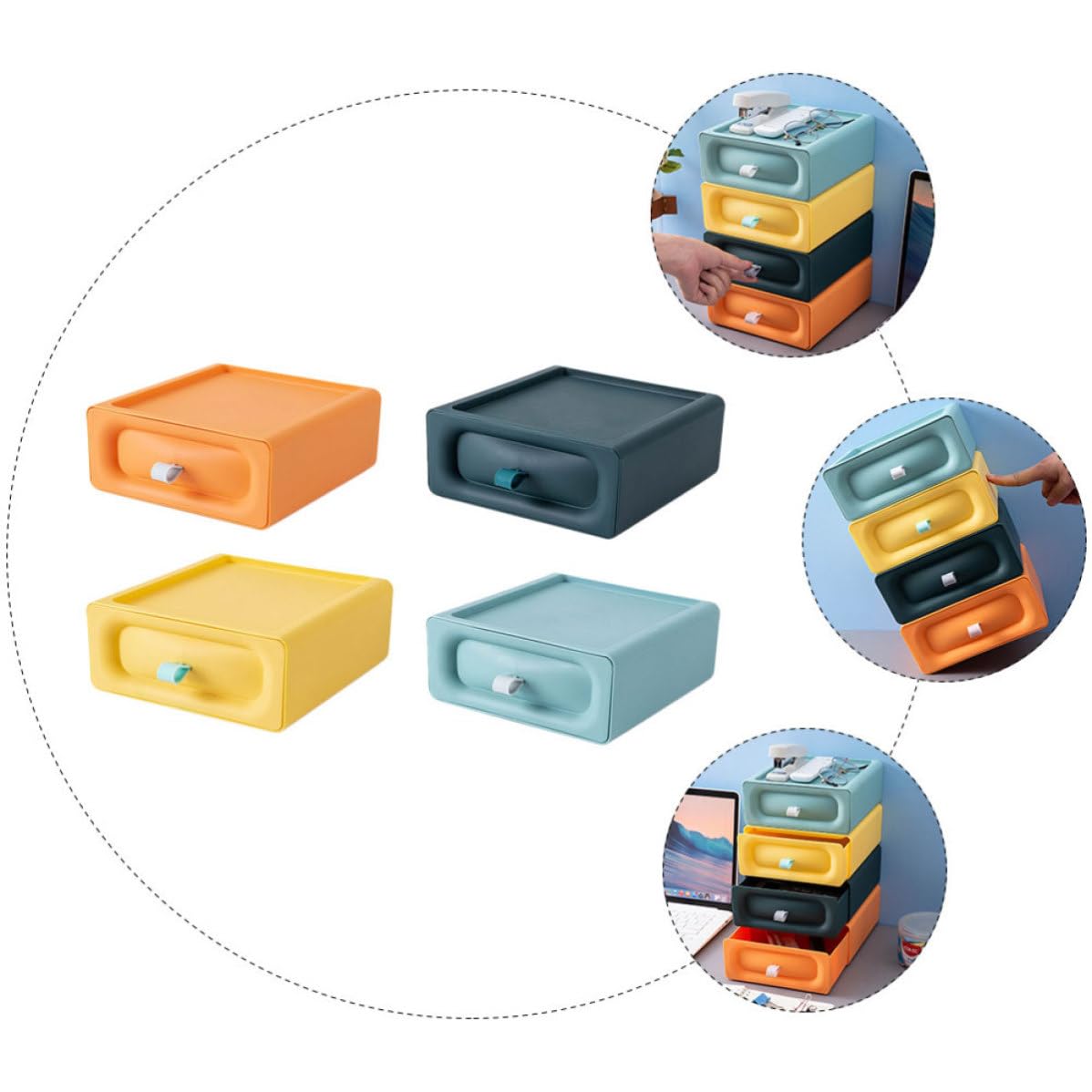4 Pezzi Contenitore da Scrivania Cassetto in Plastico per Casa