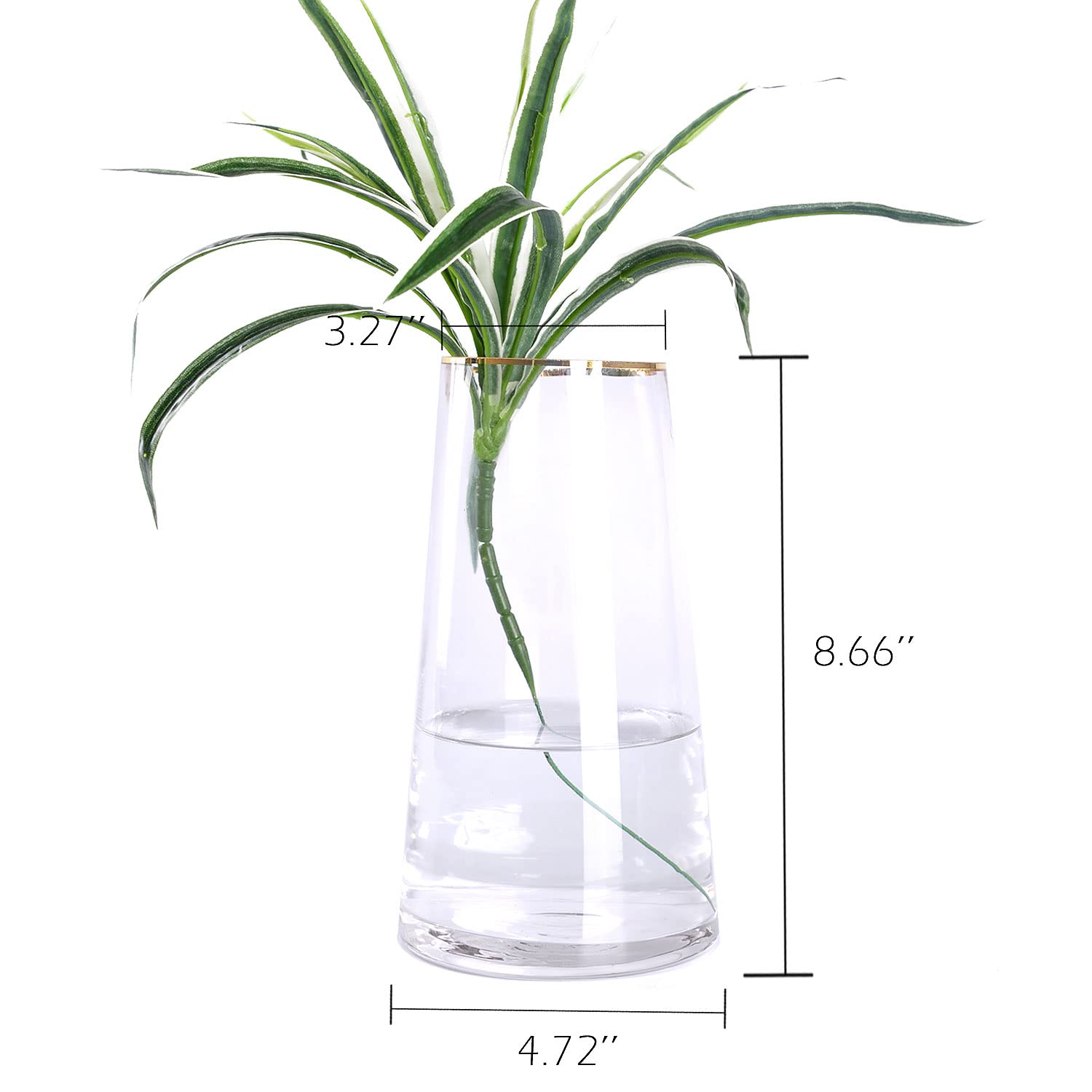 WHJY 9 inch Clear Glass Vase for Table Centerpieces Home Décor, Flower vase Modern Glass Bottles Decorative-White