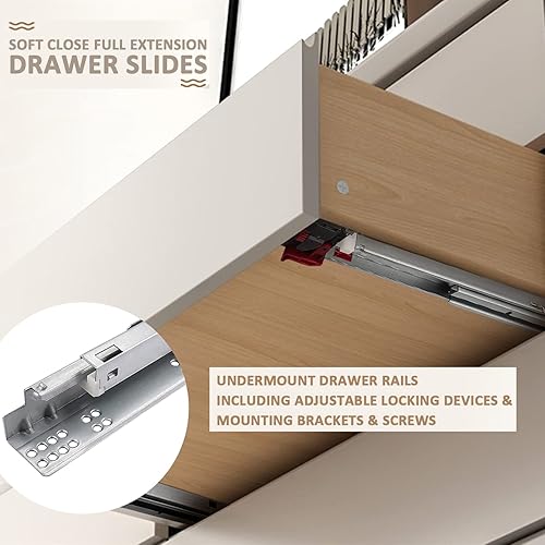 Miniatura 5 de knobelite 10 pares de correderas de cajón de 18 pulgadas, rieles de cajón de extensión completa de cierre suave, corredores de cajones ocultos,