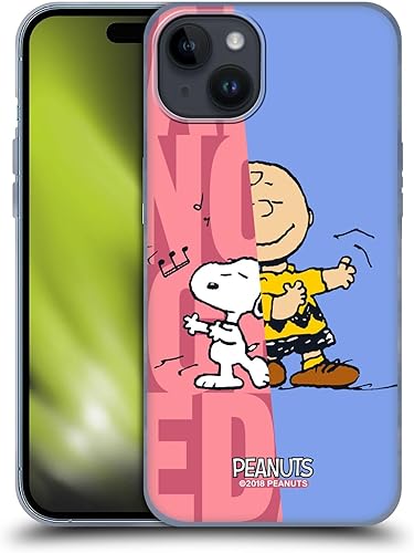 Head Case Designs Officially Licensed Peanuts Snoopy & Charlie Halfs and Laughs Soft Gel Case Compatible with Apple iPhone 15 Plus