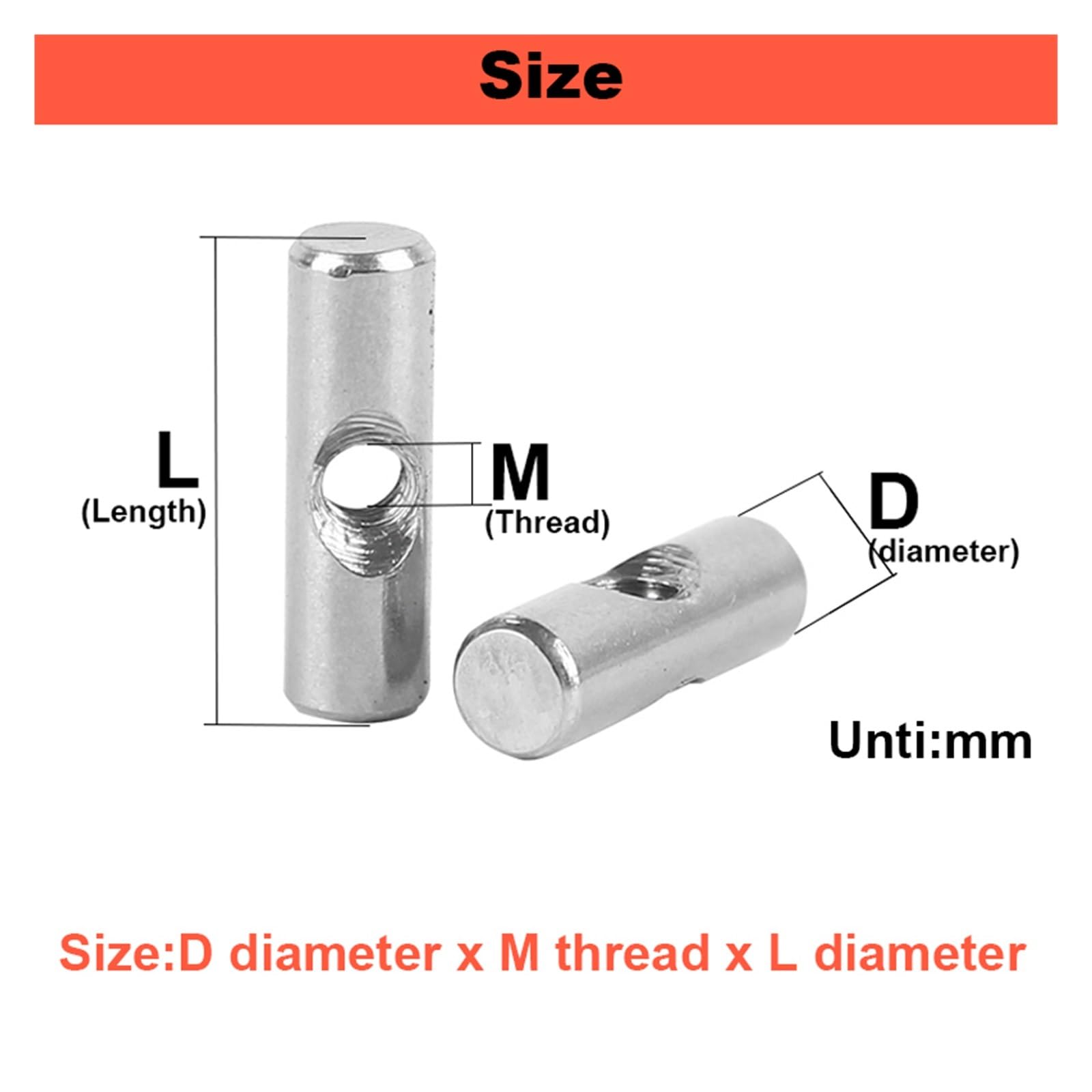 Écrous à barillet en métal fendus à tenon croisé, M4 M5 M6 304 Écrou à marteau en acier inoxydable Filetage à un mot avec trou Goupille de positionnement cylindrique Écrou de connexion intégré 5 pièce