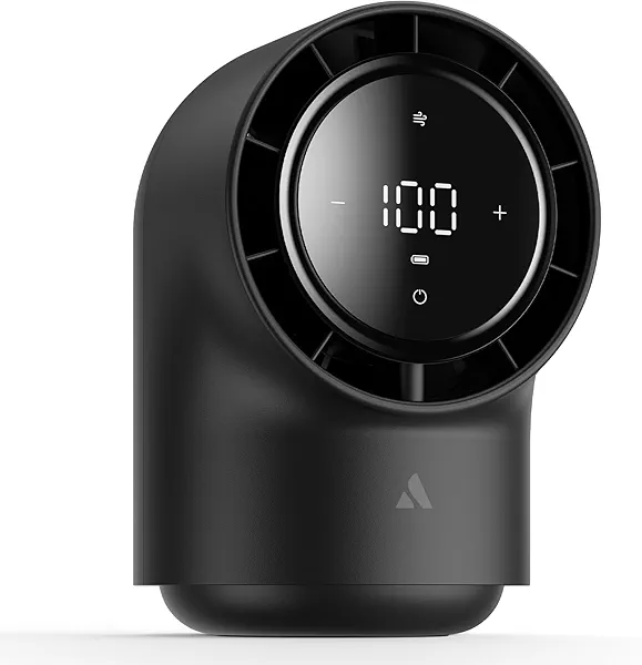 Aecooly Touch Control Desk Chic 01 Lite Fan, 100 Speeds Quiet Digital Display Small Table Fan, 4000mAh Battery Powered Desktop Fan for Bedroom, Bedside, Office, Travel -Black