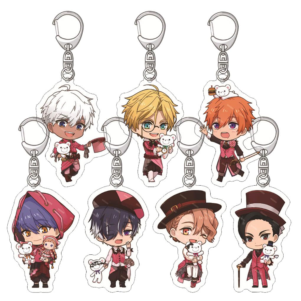 Obeys Me Keychain 7 Pcs Game Obeys Me Figure Cosplay Keyring Pendant Anime Obeys Me Cute Acrylic Chain Decorations for Fans
