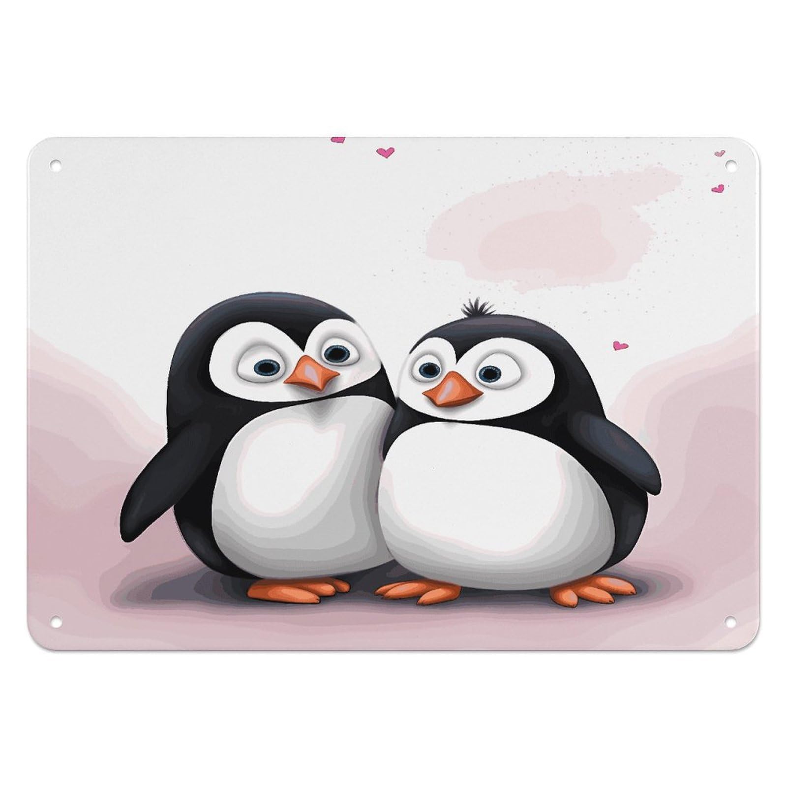 Btcowzrv Style I Love Penguins Metal Sign, 5.5" X 7.9" Tin Wall Decor, Wall Art Plaques For Home Wedding Decor Room Living Room Decoration