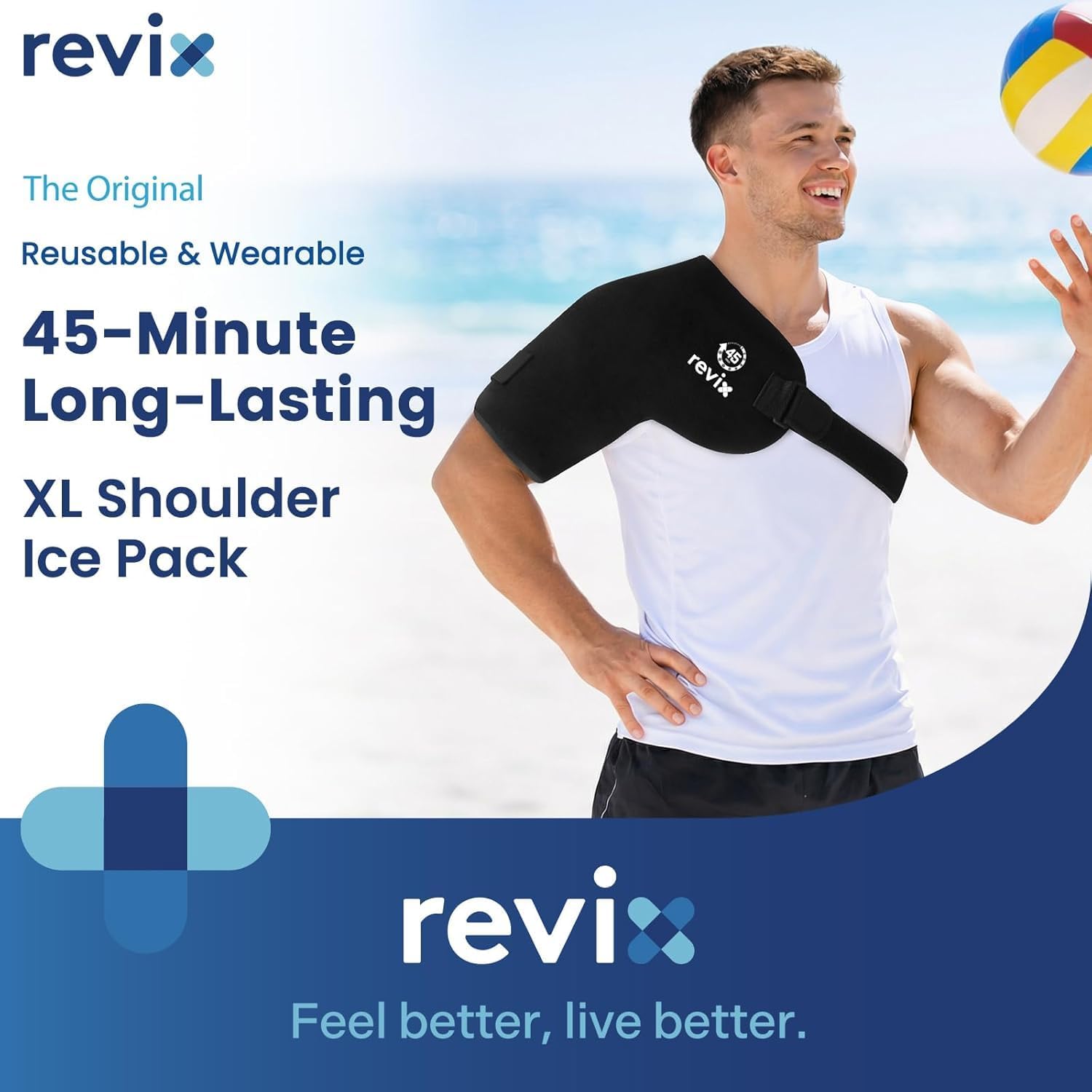 REVIX XL Ice Pack for Shoulder Wrap, 45-Min Long-Lasting Cold Therapy for Rotator Cuff Relief with Ice Grid Gel Design, Extra Large Reusable Ice Packs for Post-Workout Recovery & Soothe Discomfort