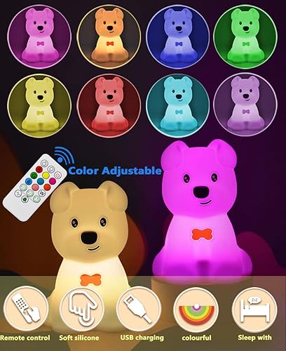 Miniatura 5 de Luz nocturna para niños, lindas lámparas LED recargable, lámpara de noche para dormir, con sensor táctil, para regalo de vacaciones (dinosaurio)