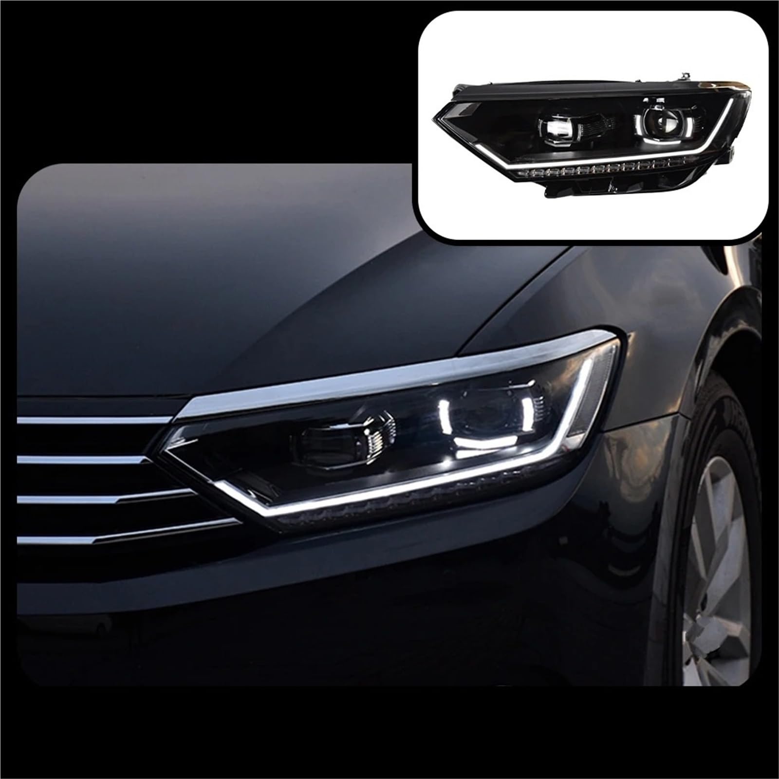 Faro Coche 2 Faros Delanteros LED Para Coche, Actualización De Alta Configuración, Accesorios Lentes Bifocales Para Passat B8 2016 2017 2018 2019 2020 Faros Delanteros