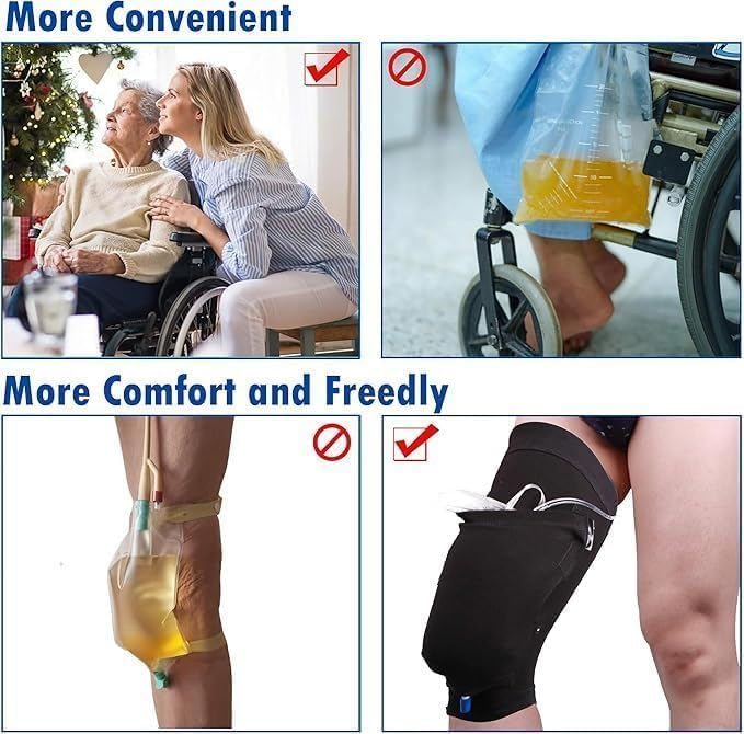 Catheter Leg Bag Holder Sleeve Urinary Drainage Bag Urine Leg Bags Covers Reusable Catheters Incontinence Supplie,L