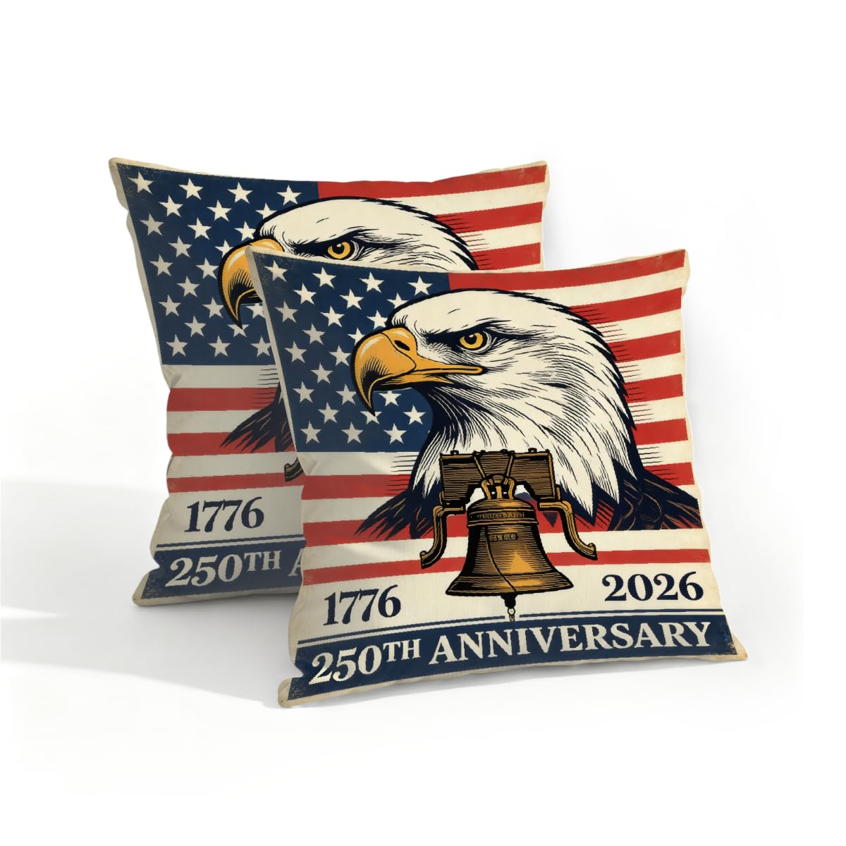 Outdoor Pillow Covers Waterproof Pillowcases 16x16in Set of 2 250th Anniversary Eagle USA Flag Decorative Throw Cushion Case for Couch Sofa Garden Patio Furniture