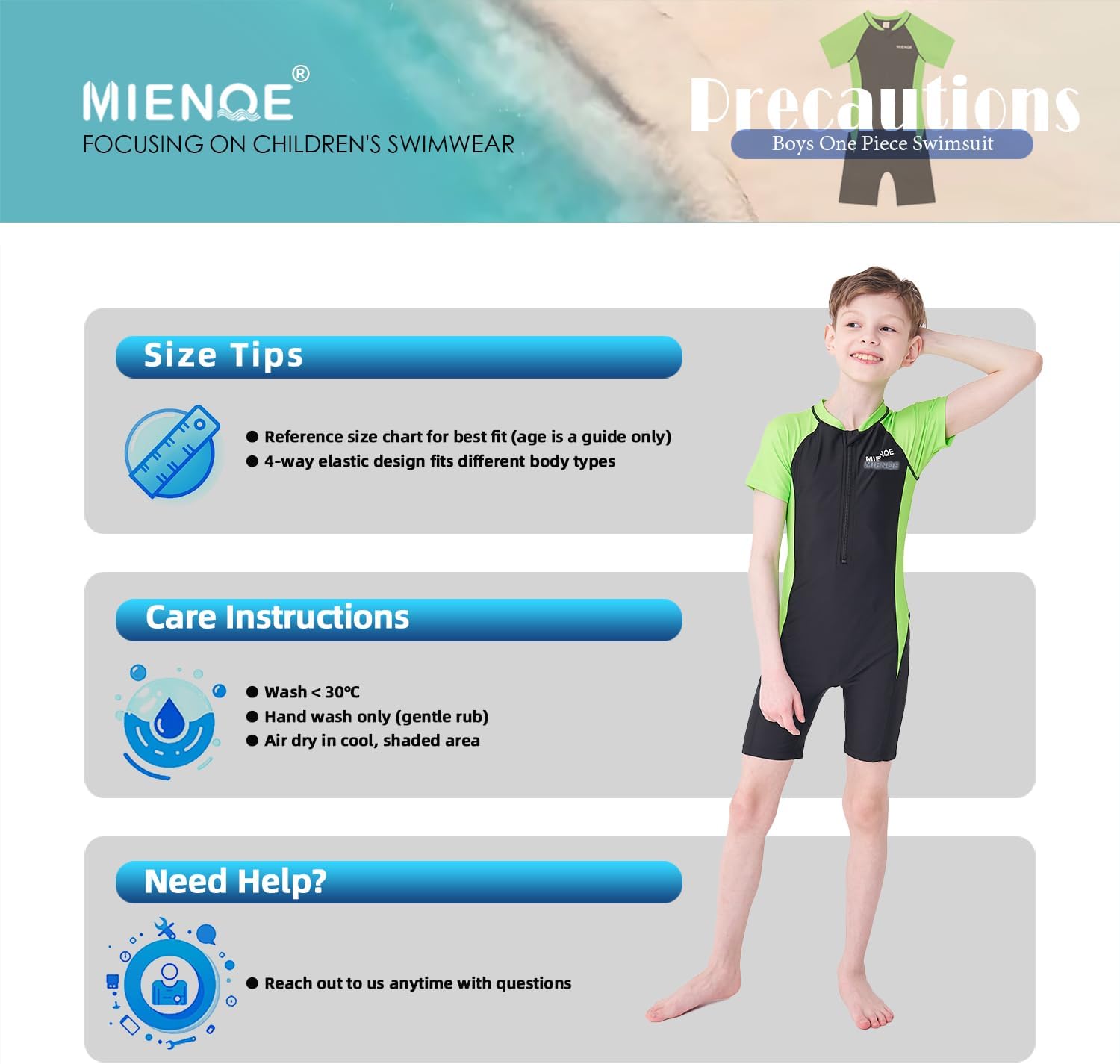 MIENOE Boys Swimsuit One Piece Kid Swimsuit Boys Water Sport Short Swimsuit UPF 50+ Sun Protection Bathing Suits - Image 7