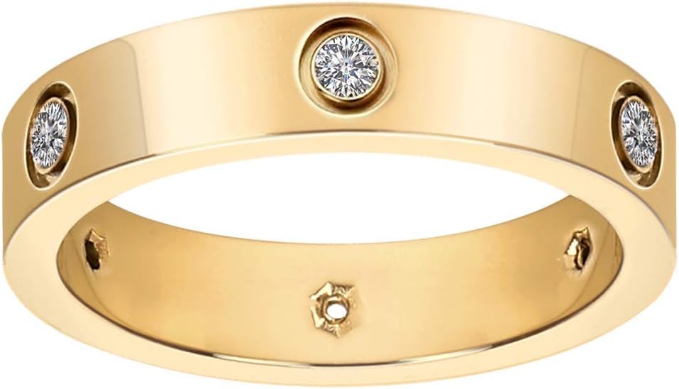 Aojun Fashion Classic 14K Gold Plated Cubic Zirconia Women Stacking Love Ring | Gold Eternity Band for Women | Best Gifts Valentine's Day (Gold, 5)