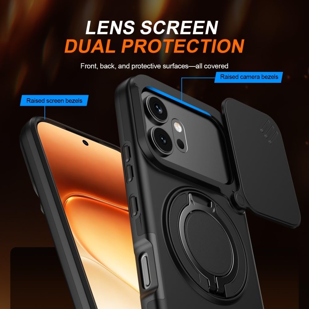 Generic Funda compatible con Honor X40 5G (color: naranja) con soporte de metal, cubierta rígida de silicona dura