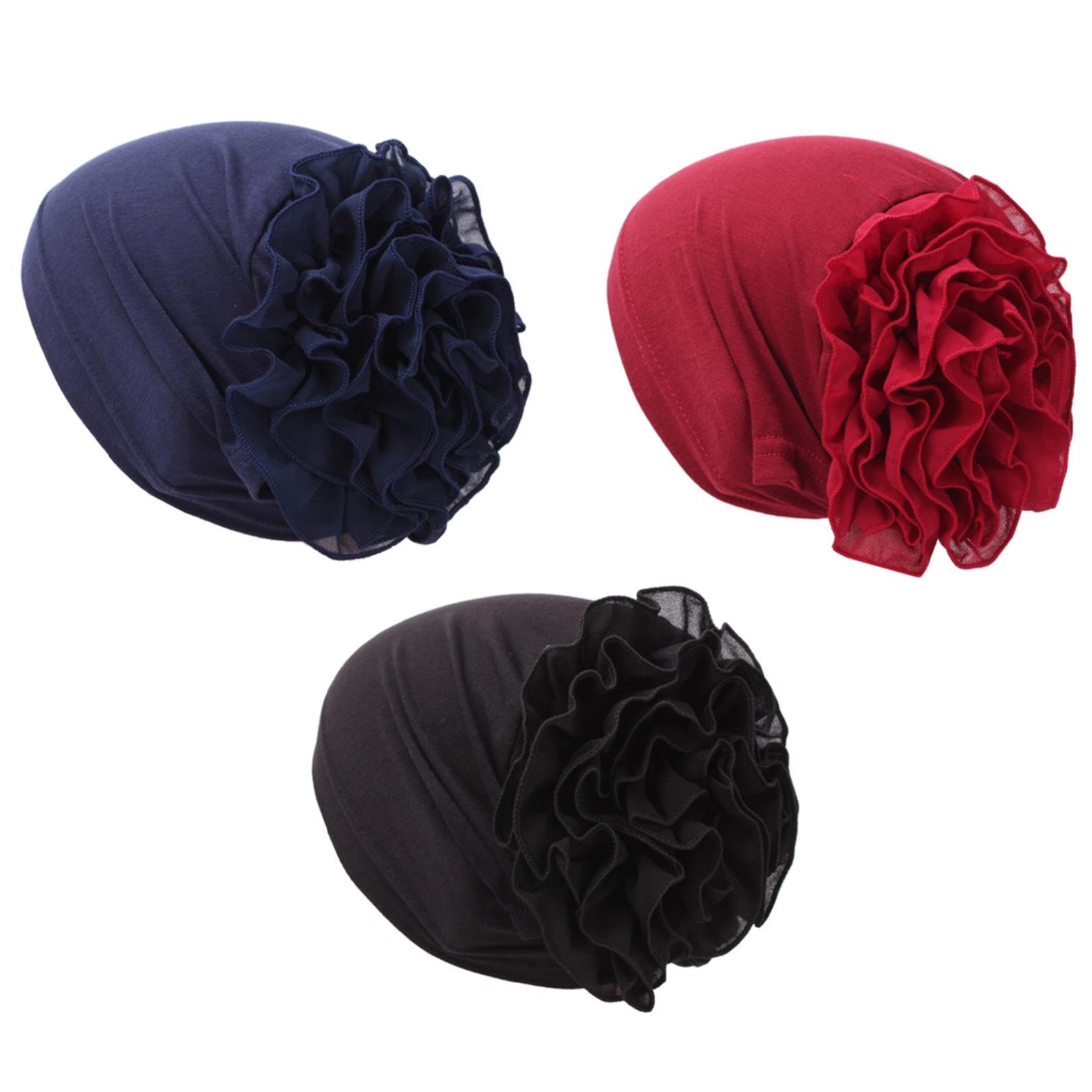 Raylans Women Flower Elastic Turban Beanie Wrap Chemo Cap Hat