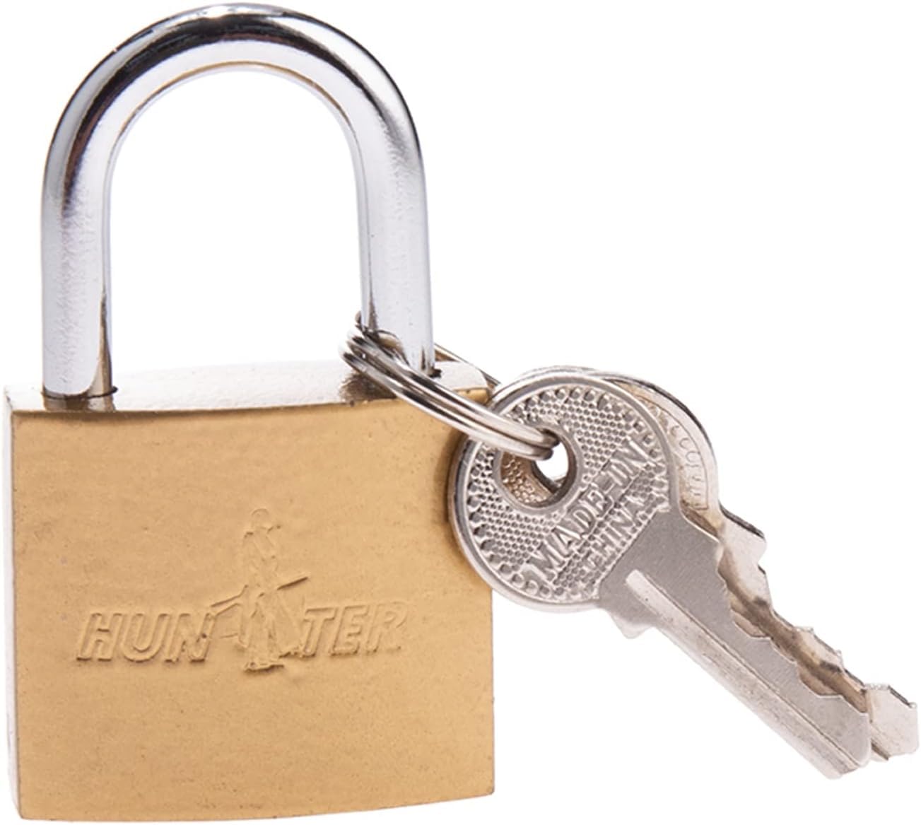 HUNTER Heavy-Duty Keyed Security Padlock with Hardened Steel Shackle and Weather-Resistant Chrome Finish, 38mm