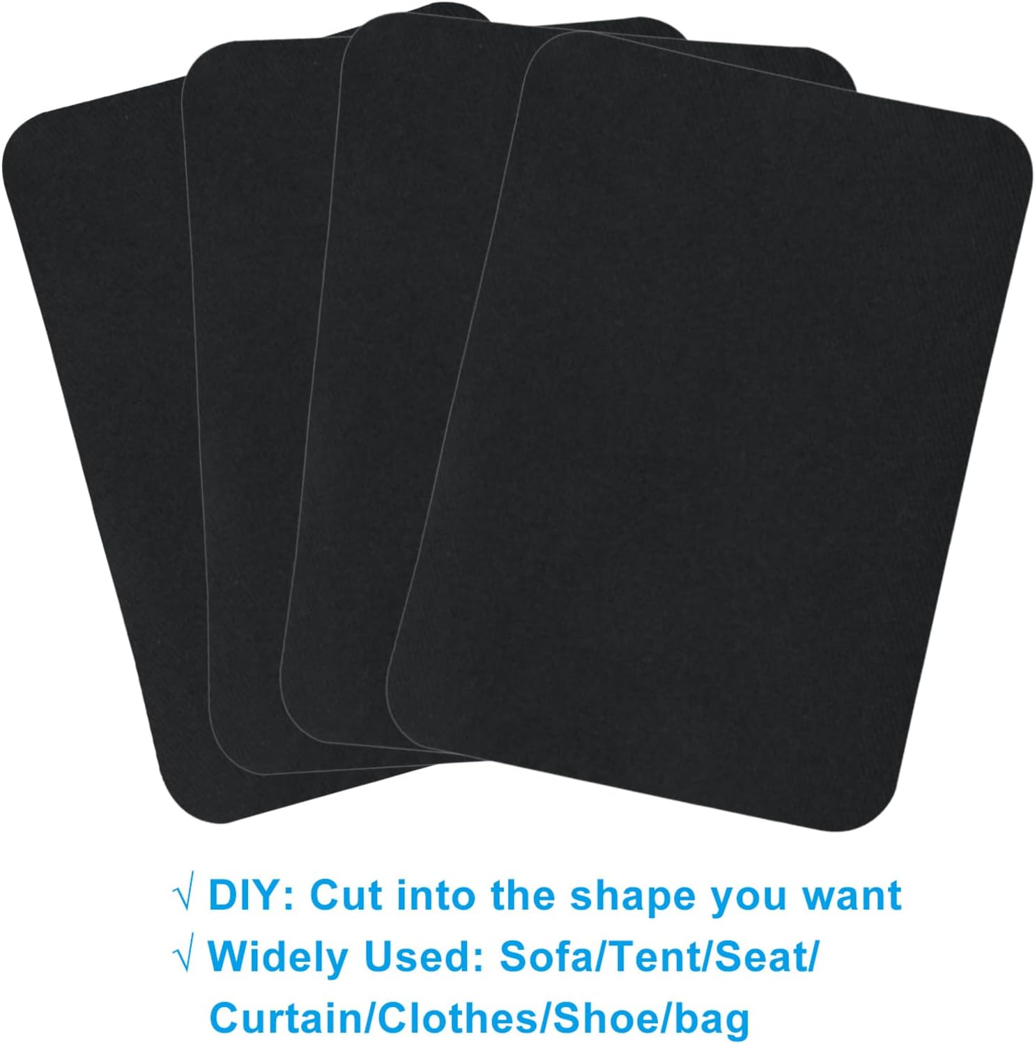 Fabric Repair Patches, Self Adhesive Sofa Patches for Clothes Denim Jean Pant Mending and Decorating - 6Pcs Black