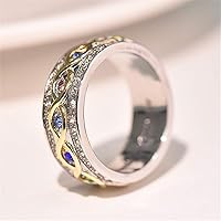 Vista 3 de Anillo de plata de ley 925 con zafiro rubí y oro de 18 quilates, anillo de compromiso de eternidad, anillo de compromiso de boda para mujer