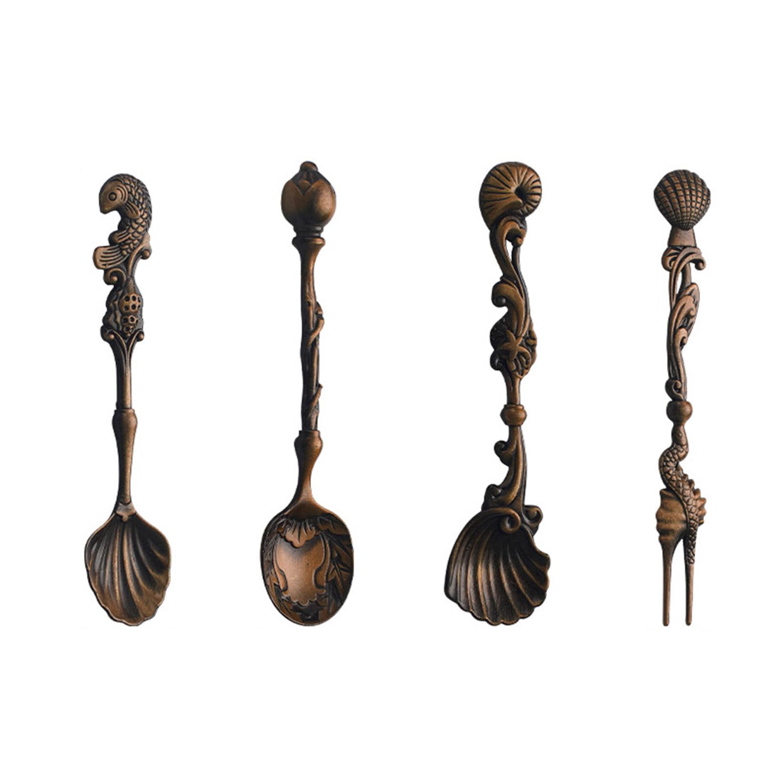 Tsophreniq Resistant Antique Spoons with Ergonomic Handle Metal Demitasse Scoops for Seasoning Coffee Mixing Creative Tableware