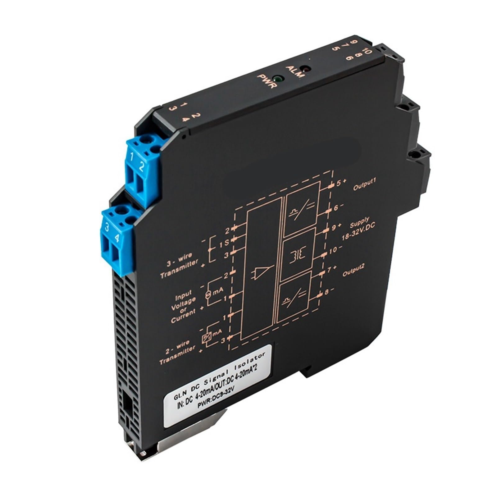 Convertisseur de signal transducteur DC24V avec isolation galvanique 1 entrée 2 sorties