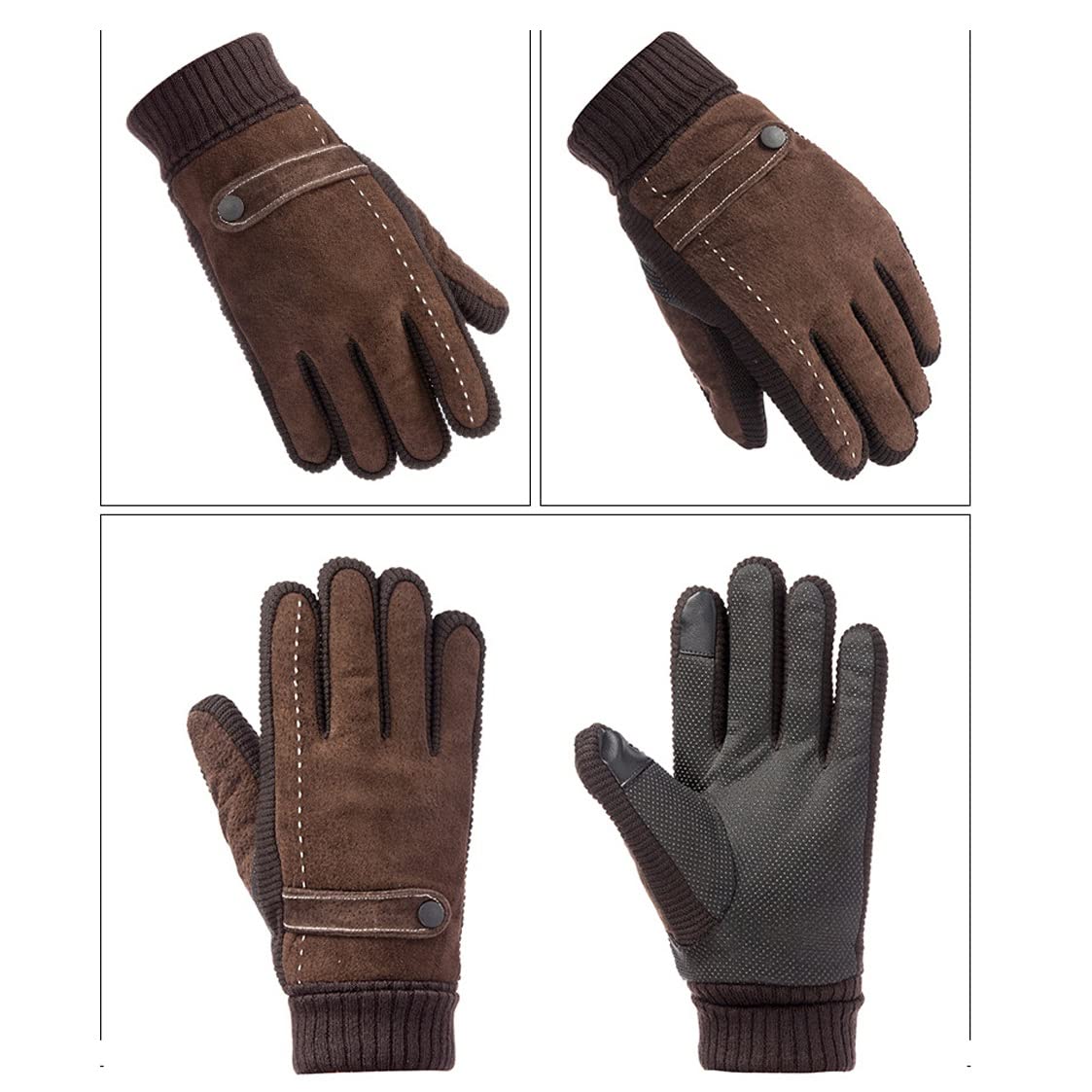 Guanti Invernali da Uomo in Vera Pelle, Touch Screen, Caldi, Casual, Guanti da Uomo, Sport all'Aria