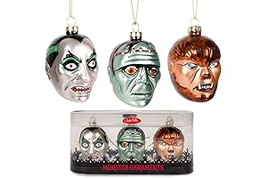 Archie McPhee Set of 3 Monsters Blown Glass Christmas Horror Ornaments!