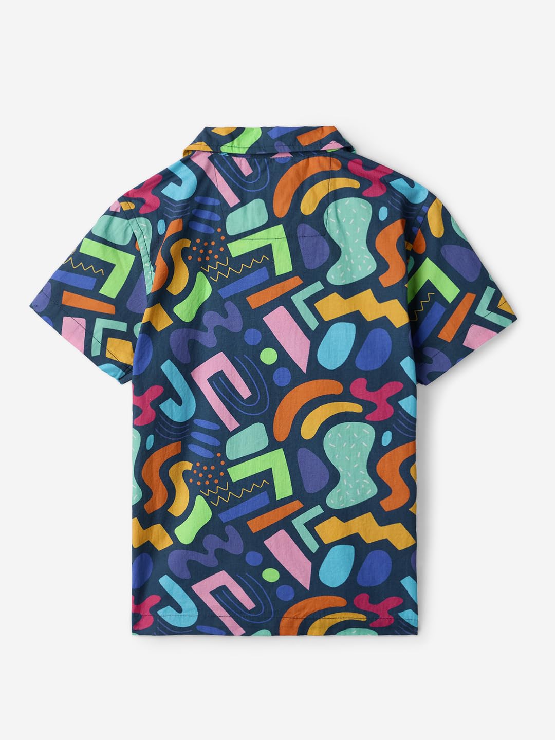The Souled Store Zig-Zag Boys Short Sleeves Collared Neck Button Front Blue All Over Printed Regular Fit Cotton Shirts (2-8 Yrs) 1