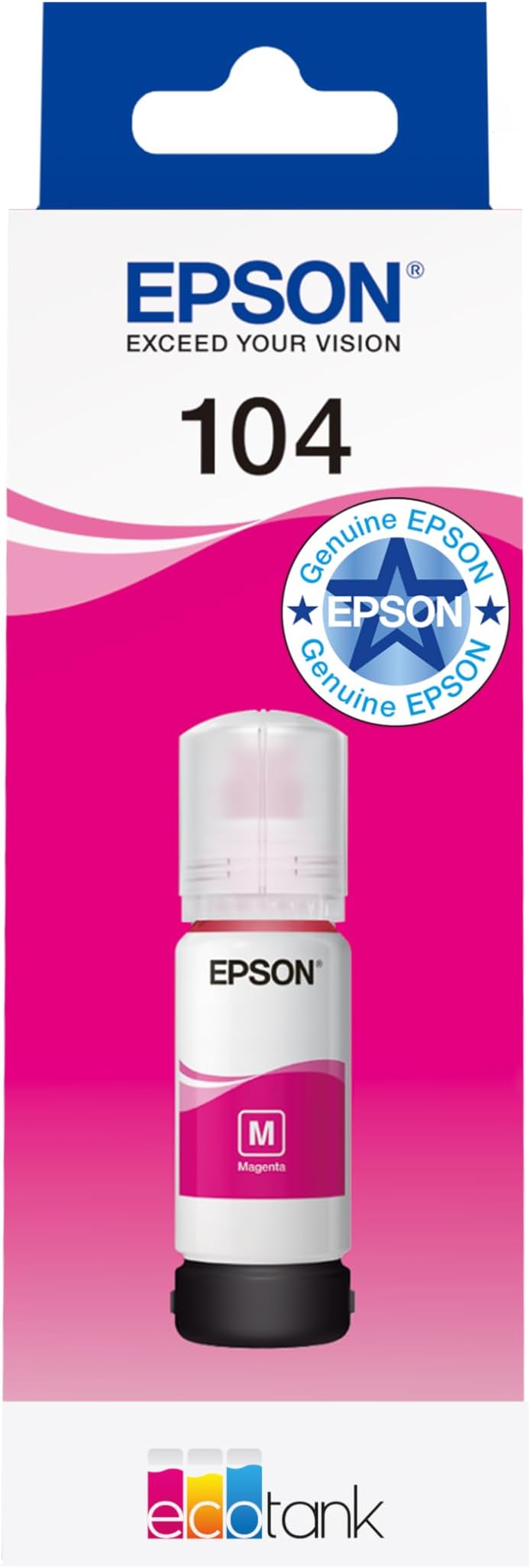 EcoTank 104 Genuine Ink Bottle | Magenta| High Yield - Up to 7,500 Pages | Brand-made for Optimal Results