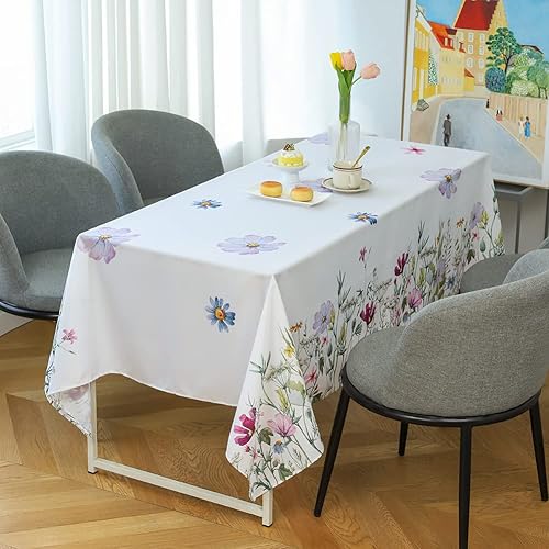 Miniatura 4 de ZYAWP Mantel para Interior y Exterior de Poliéster Resistente a Manchas y Arrugas con Estampado Floral, Mantel de Tela Limpiable para Mesa de