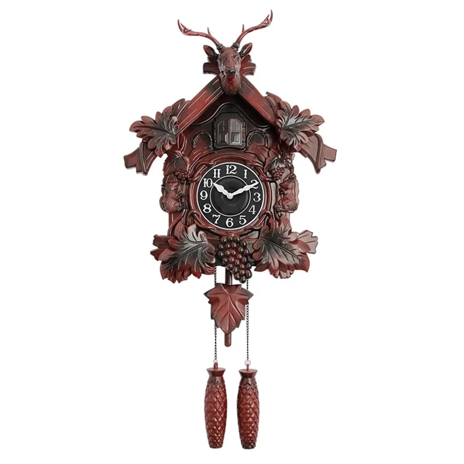 SNGUOQ Cuckoo Wall Clock Living Room Study Decoration Home Hourly Time For Bedroom Office(Red)