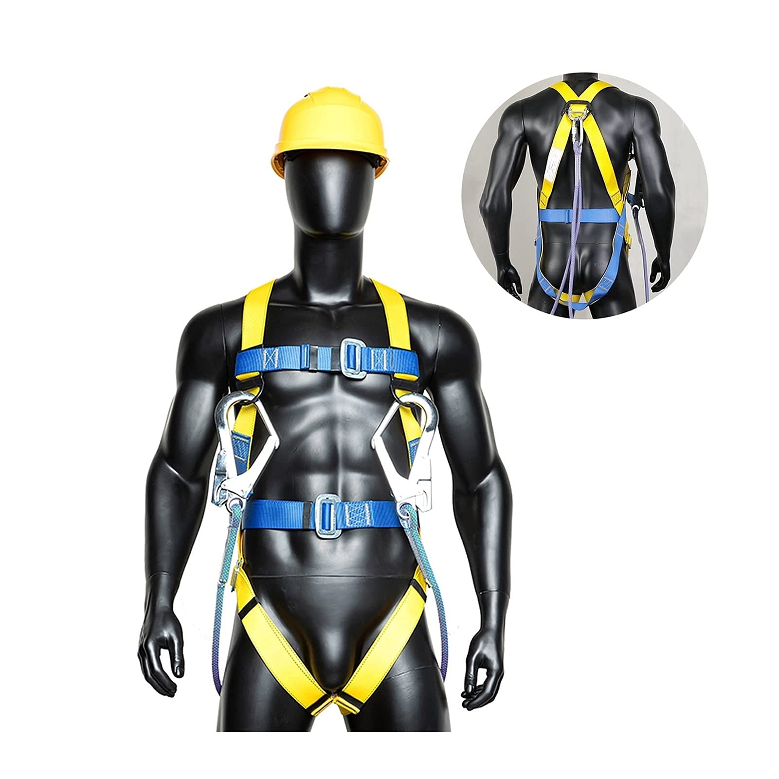 SwaYve Harnais Antichute de Sécurité, Kits de Harnais de Sécurité Complets Pour Le Travail Aérien, Ceinture de Sécurité, Kit de Harnais de Sécurité de Protection Contre Les Chutes/Single Big Hook/1.8M
