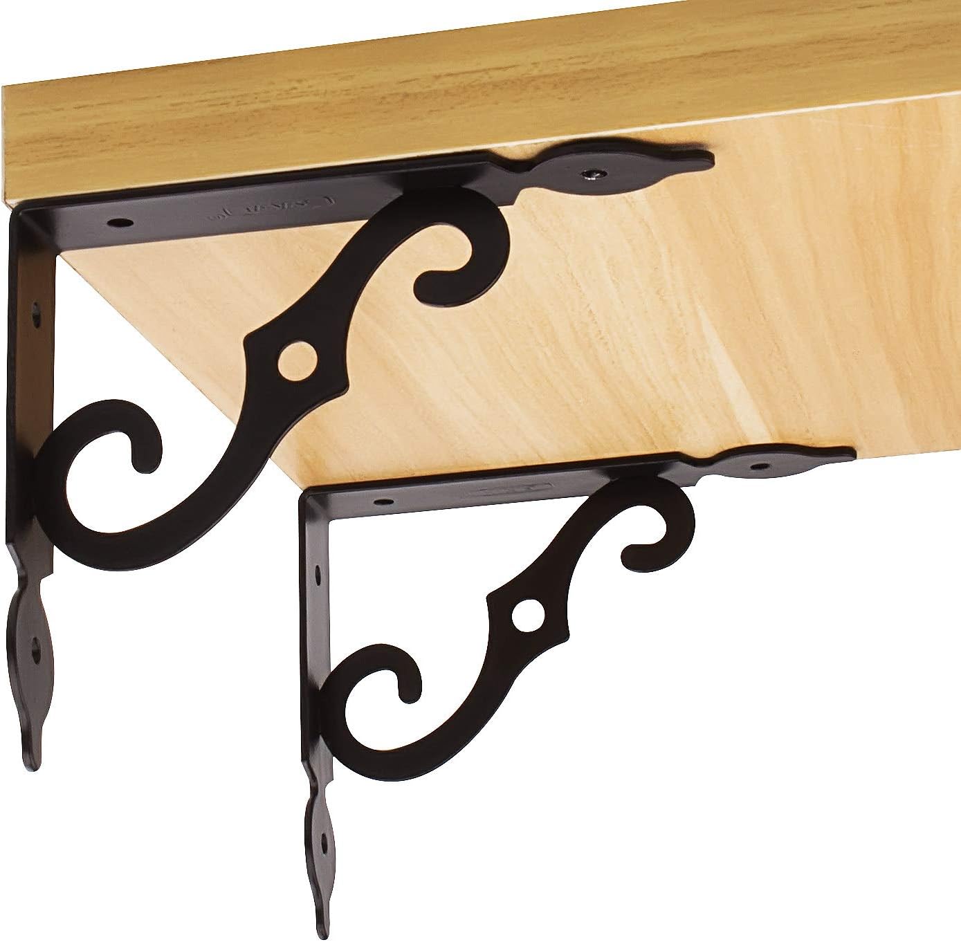 Acrux7 5.5 x 4.3 Inch Heavy Duty Black Metal Shelf Brackets - 12 Pack With Screws, L-Shaped Support Angle Brackets for Floating Shelves