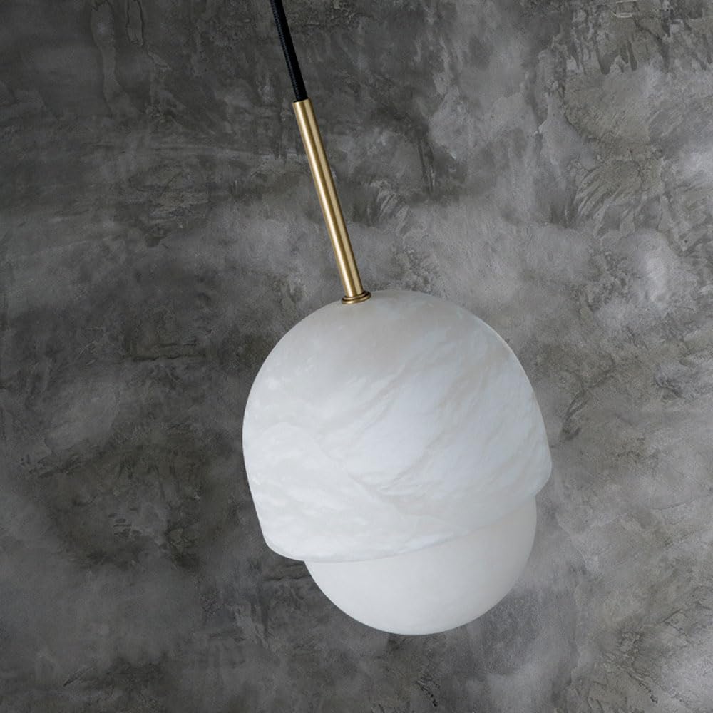 Nordycka lampa wisząca z kamieniem chmury okrągły żyrandol z brązową głowicą, regulowana lampa wisząca LED do wyspy kuchennej, jadalni, salonu, sypialni (biała)