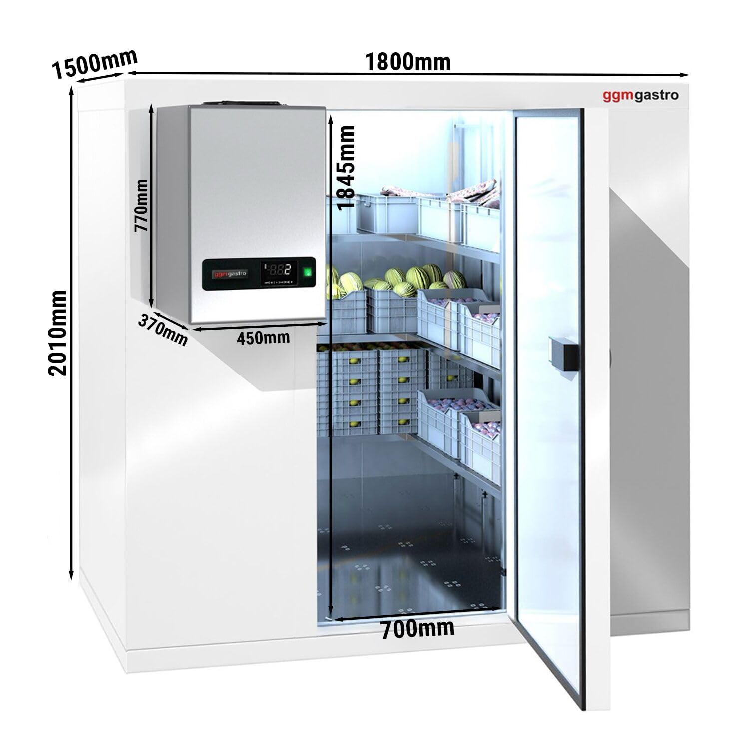 GGM Gastro | KF1815#WKAF5ND | Kühlzelle - 1800x1500mm - 4,06m³ - inkl. Kühlaggregat