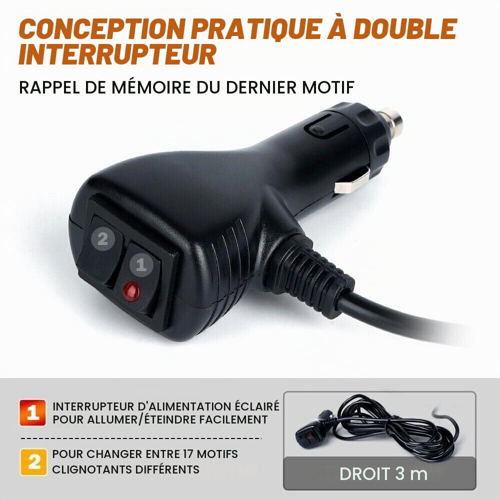 Générique Gyrophare LED Vert 12/24V 24W Base Magnétique Balise d'Avertissement 17 Modes de Flash Homologué E9