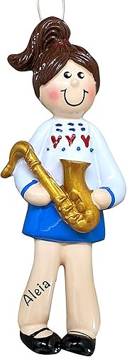 Adornos musicales de Navidad personalizados 2023  Proceso en 24 horas  Exquisitamente adorno de niña saxofón con nombre  Decoraciones navideñas