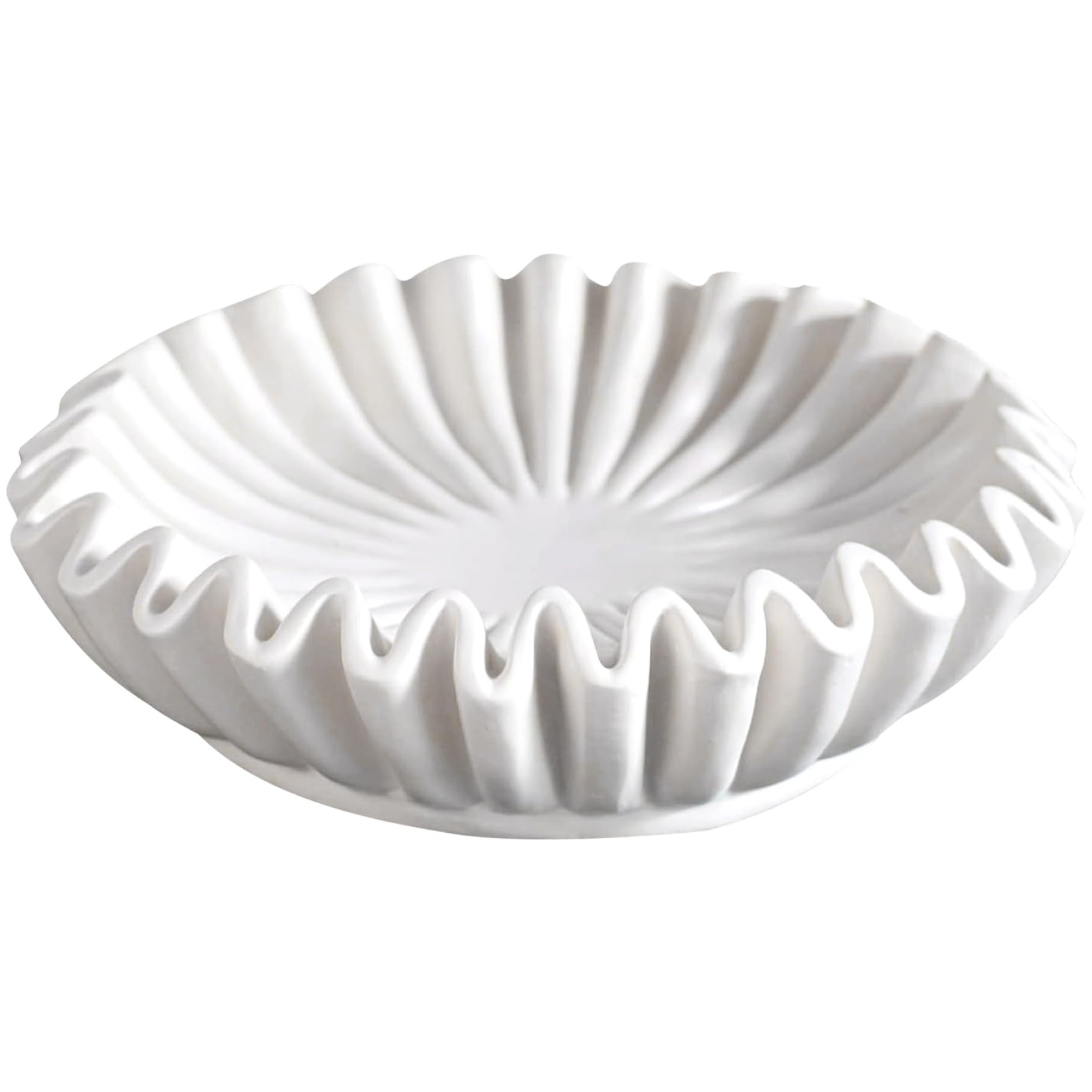 Vistnale Fluted Bowl, 6 Inch Resin Ruffle Bowl, Vintage Antique Scalloped, Fruit Decorative Bowls for Home Decor, HouseWarming Wedding|Decorative Bowls