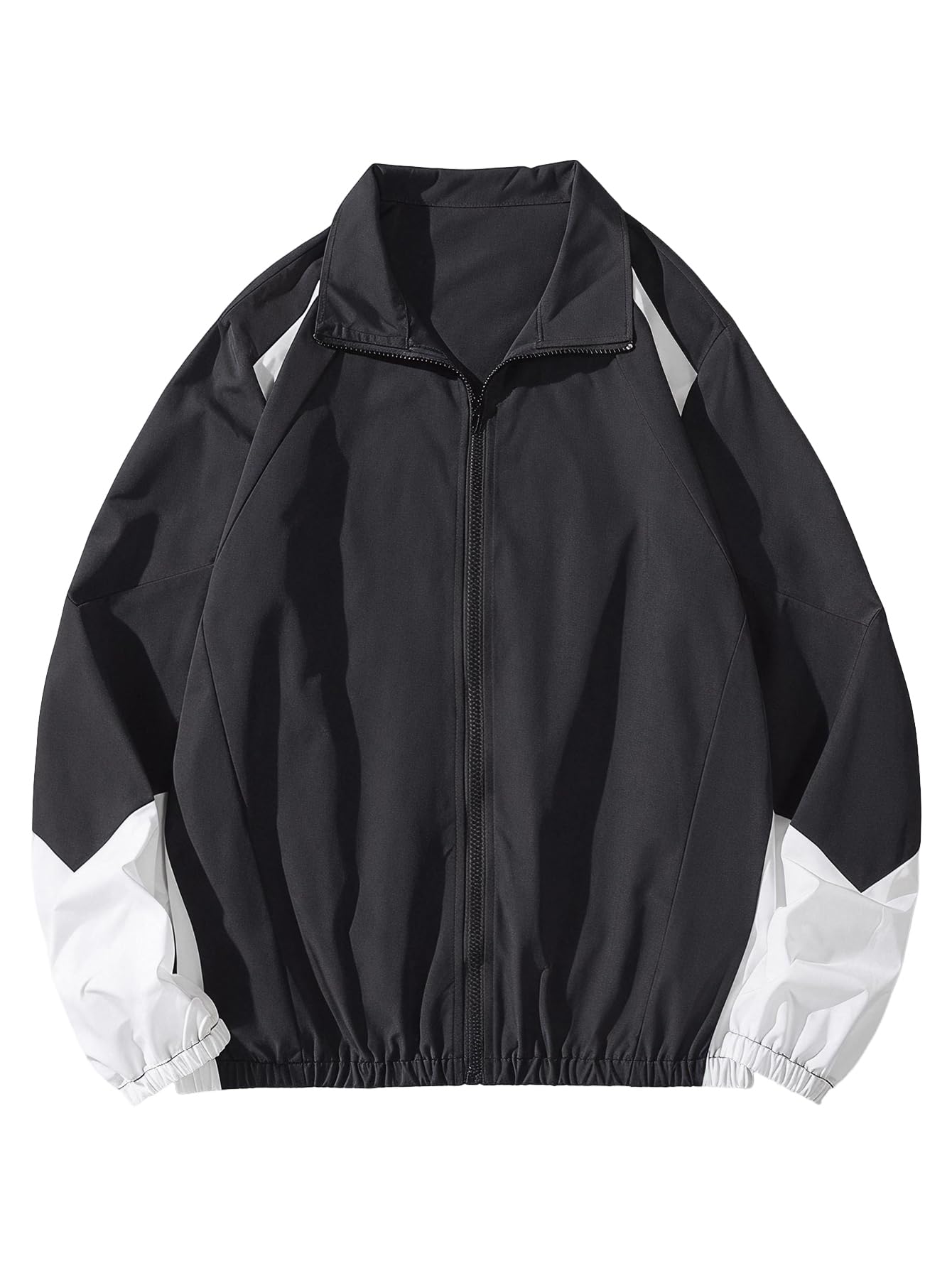 SOLY HUX Men's Varsity Jacket Zipper Color Block Windbreaker Jackets Coats