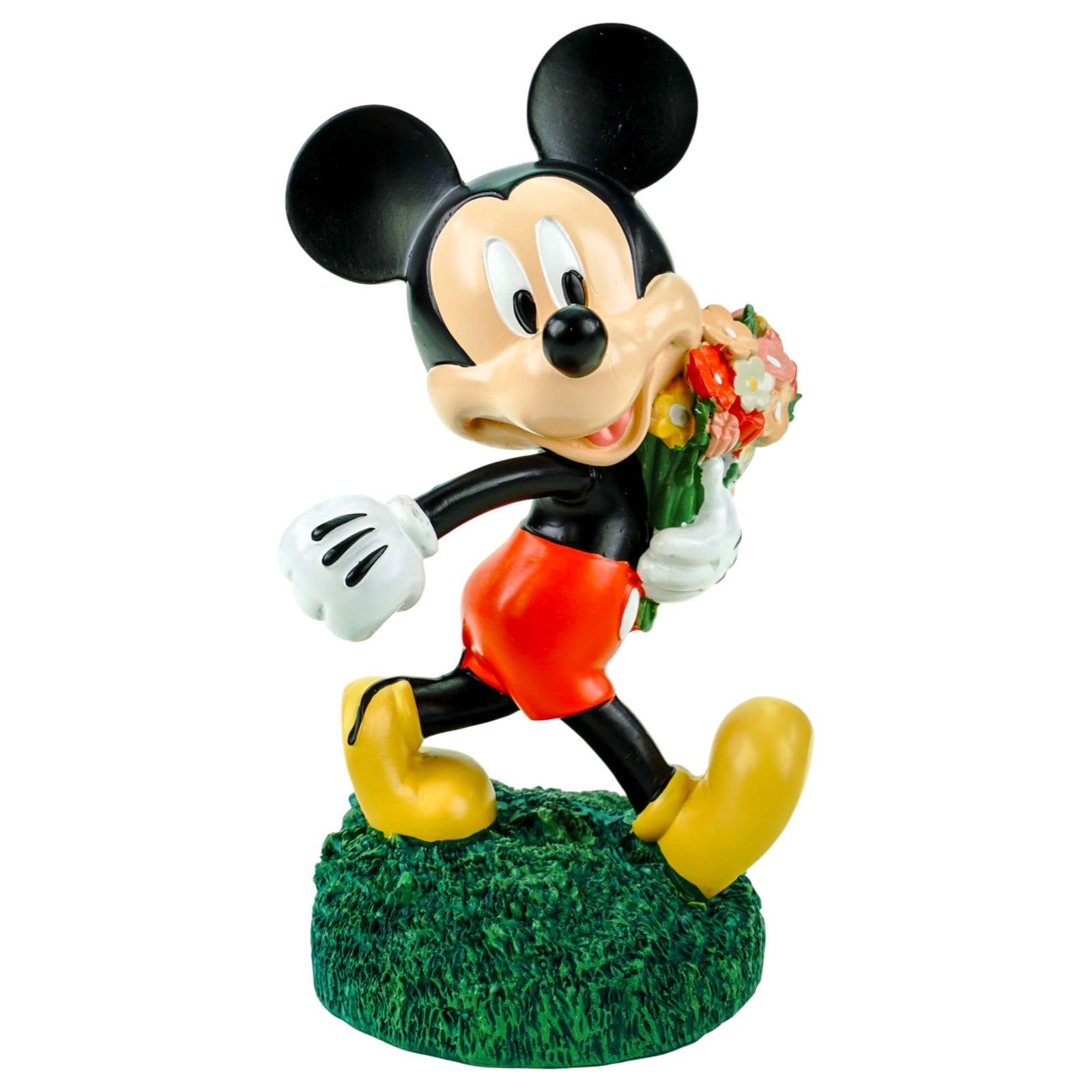 Mickey Mouse - Statuetta decorativa da giardino con fiori Disney con licenza ufficiale, 20 cm, resistente alle intemperie, in poliresina, per giardino, balcone, terrazza e soggiorno, idea regalo